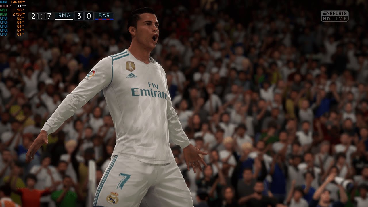 Testing FIFA 18 on i3-1115G4 @3GHz - Intel UHD Graphics - 16GB RAM (Dual Channel)  | 60FPS HD😀