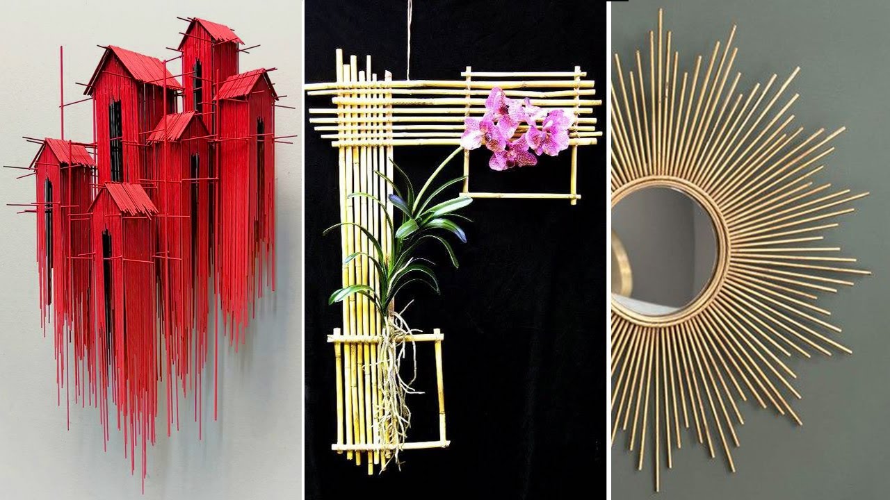 Home decorating ideas handmade with bamboo skewers sticks