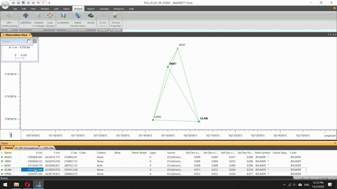 Single Base GNSS Processing using Magnet Tools (base using JUPEM CORS data)