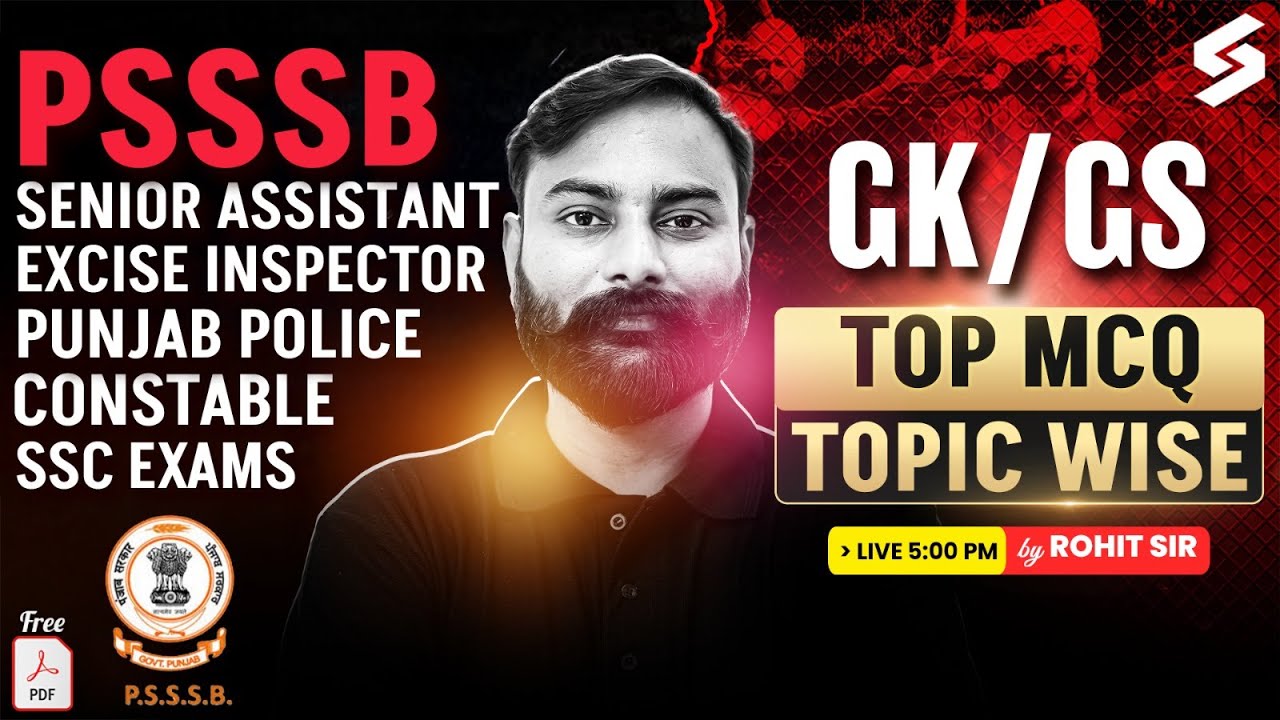 GK-GS Important MCQ in Punjabi | PSSSB Patwari/Excise Inspector/Jail Warder 2025 | GK by Rohit Sir