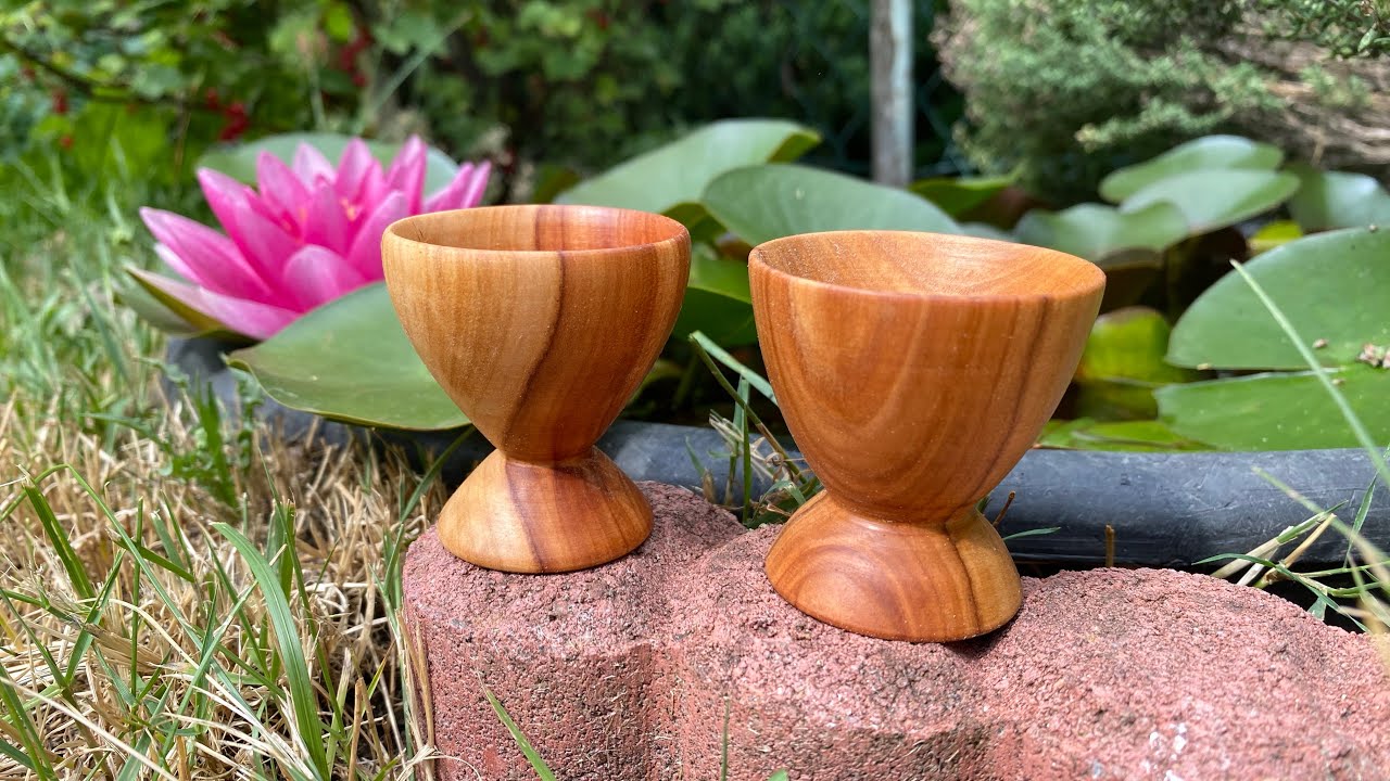 Eierbecher drechseln aus Apfelholz Apfelbaum turnig egg Cups from Apple Tree Drechselkurs