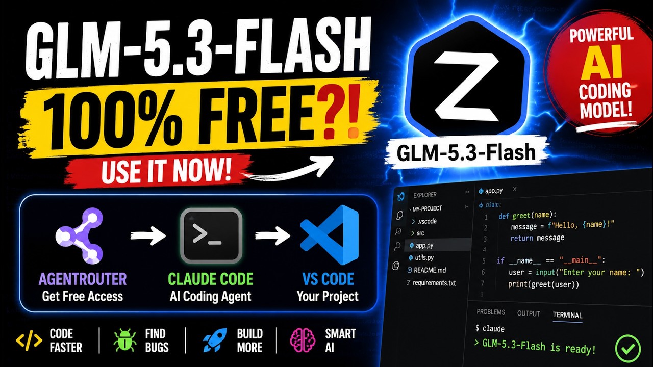 Я нашел БЕСПЛАТную ИИ-модель для программирования 😍 GLM-5.3-Flash + Claude Code