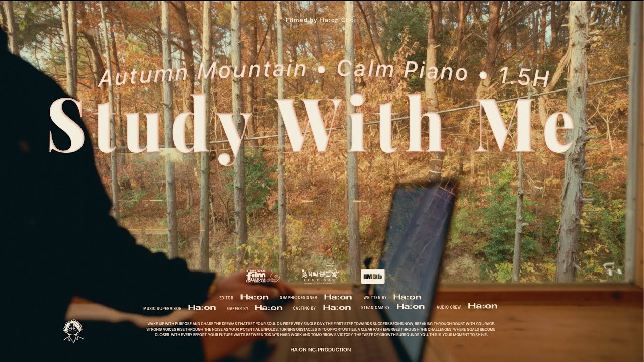 Study with Me / Autumn Mountain View 🍁 / Relaxing Piano Music / Pomodoro 25-5