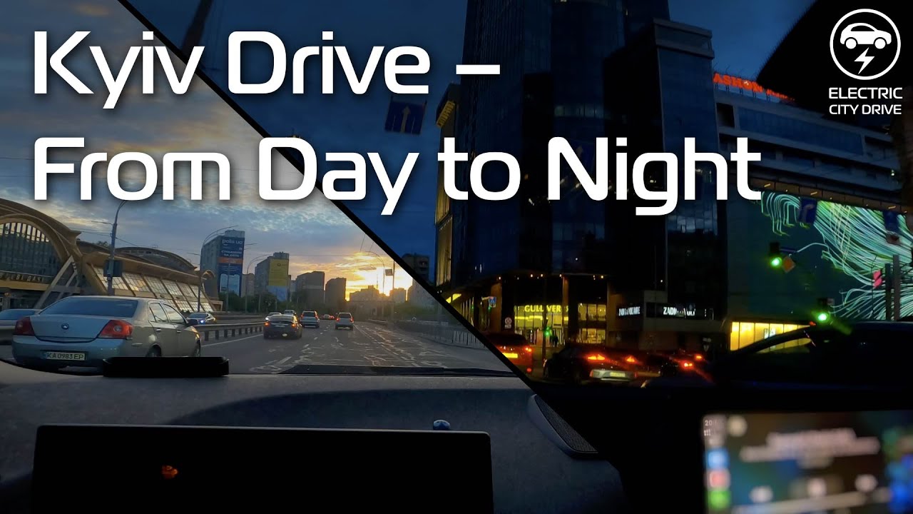 From Day to Night in Kyiv — Real-Time Electric POV Drive [Relaxing City Ride]