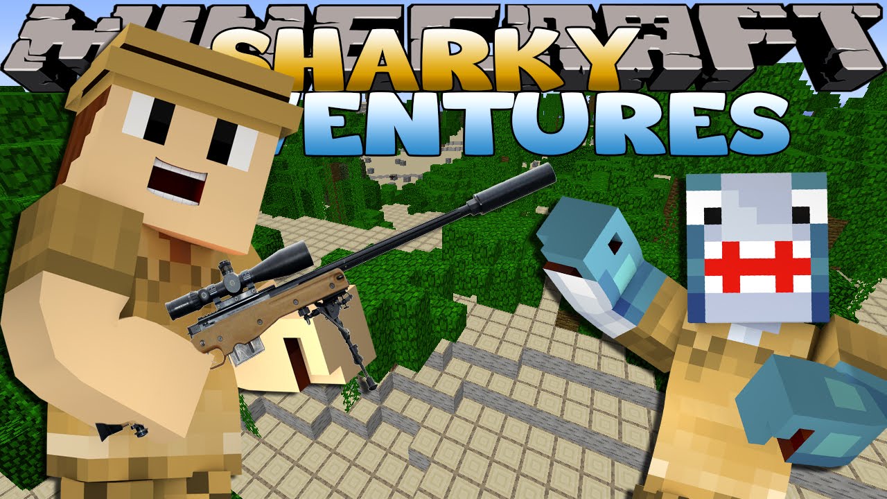 Minecraft Adventure - Sharky and Scuba Steve - SAFARI w/ Spongebob and Patrick