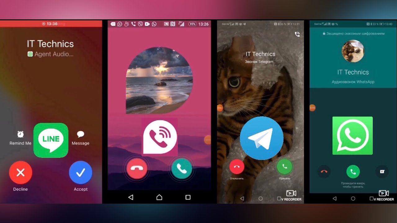 Incoming Call: WhatsApp vs TeleGuard vs Rugram vs Line/Screen recording mix
