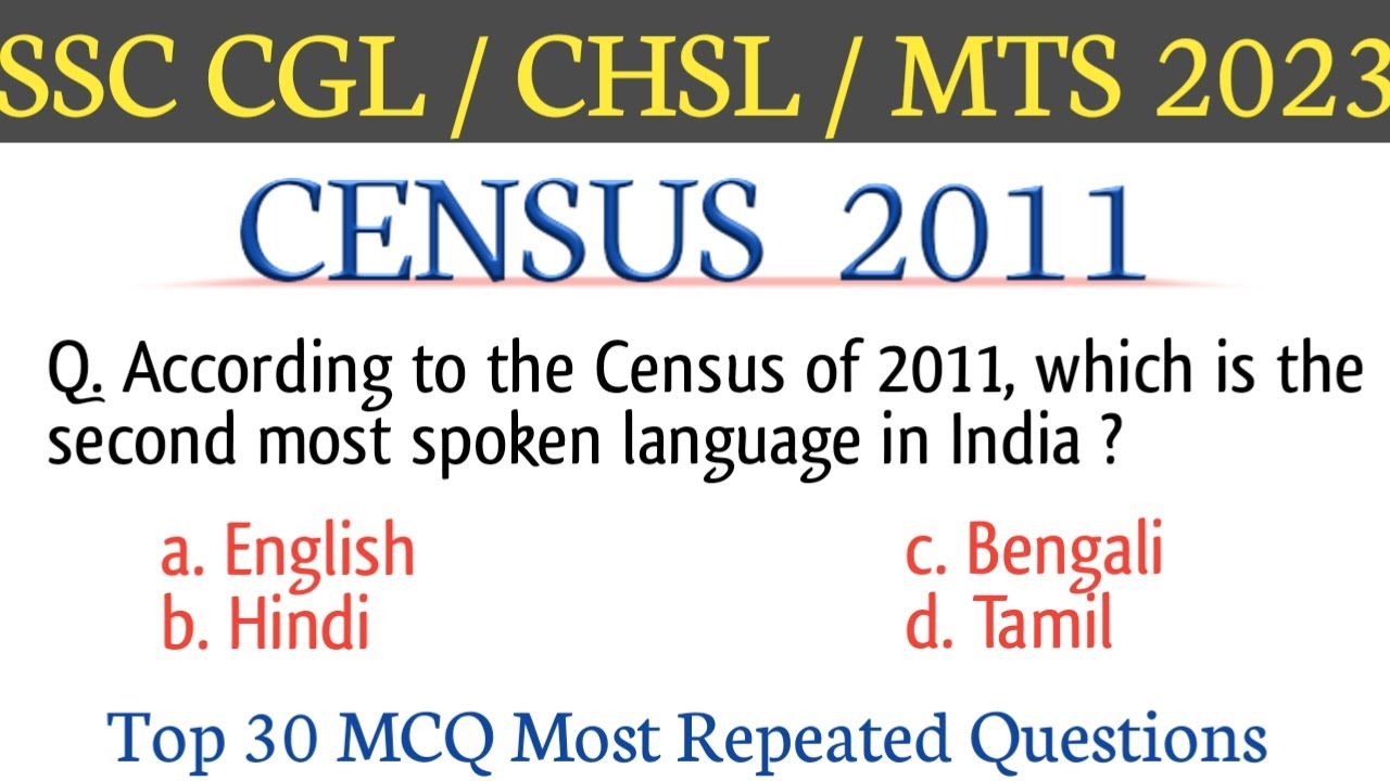 Census Of India 2011 // Census 2011 Important MCQ Questions // 2011 Census GK