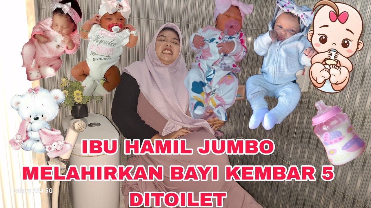 DRAMA LUCU IBU HAMIL JUMBO SAKIT PERUT,MULES MELAHIRKAN BAYI KEMBAR LIMA(5) DITOILET