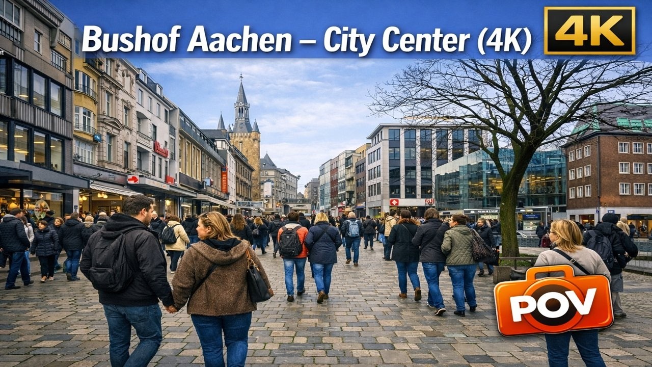 POV Walk Around Bushof Aachen 🇩🇪 | City Center Walking Tour | Germany 4K