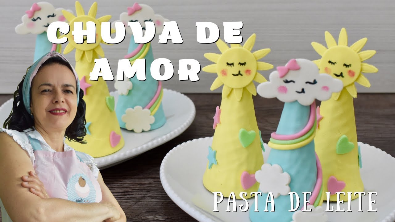 CONE RECHEADO CHUVA DE AMOR - IRRESISTÍVEL esse doce personalizado - Decoração PASTA DE LEITE EM PÓ