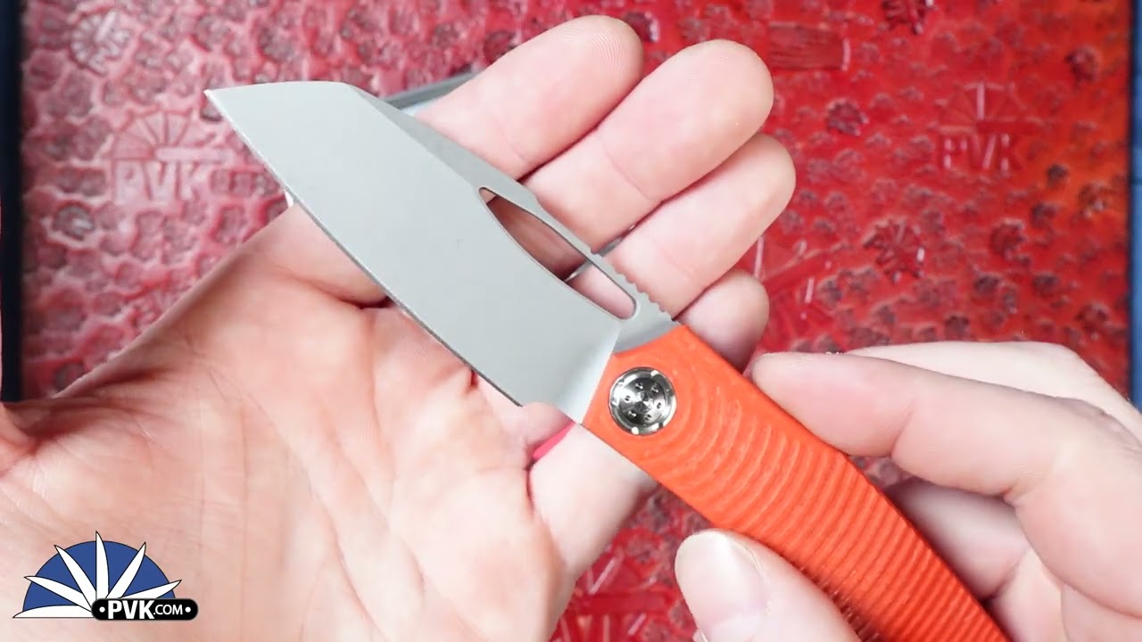 Prince Customs Protean Framelock, Blasted 20CV Blade, Ripple Orange Morph Glass Scale