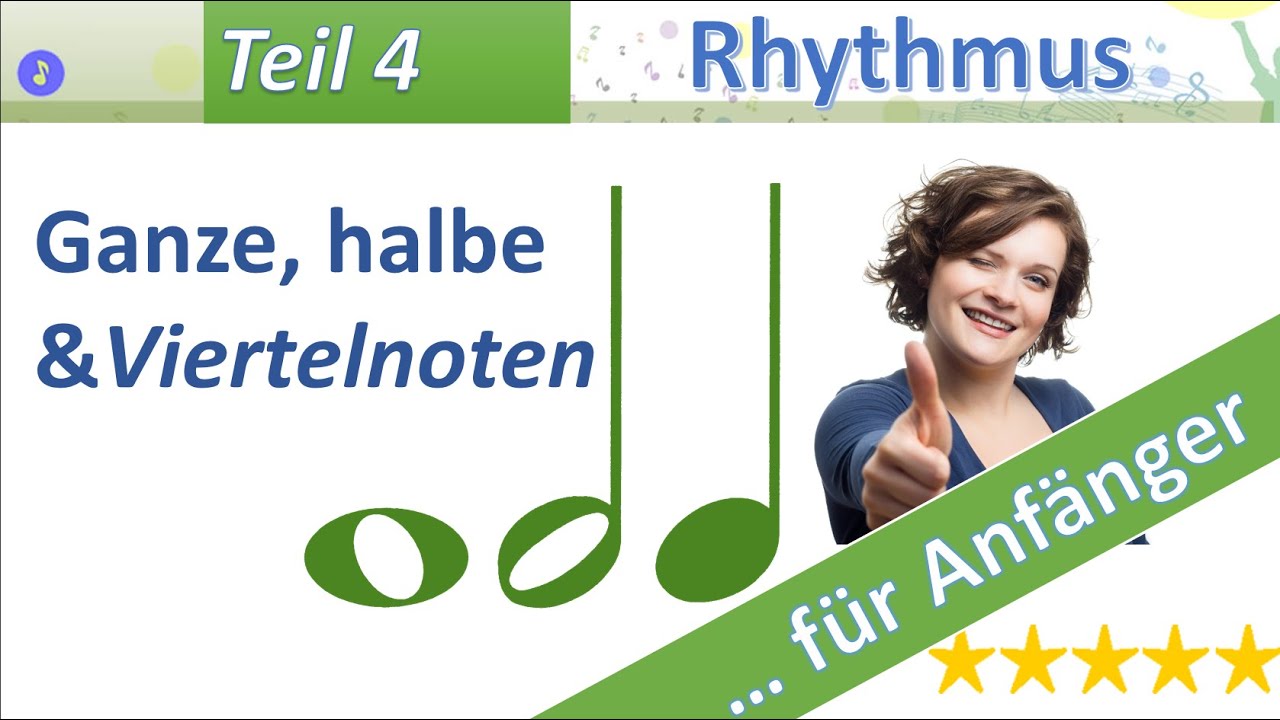 Noten lesen lernen - Lektion 4 | Ganze, halbe & Viertelnoten (Rhythmus)