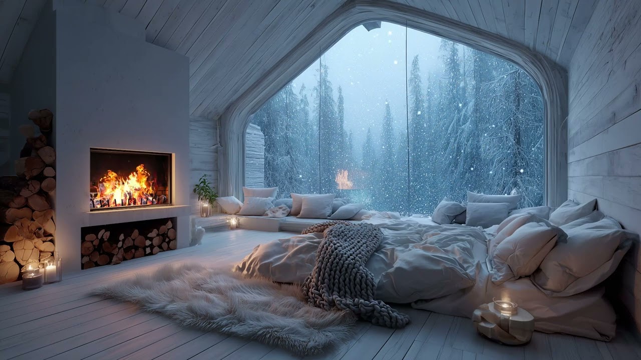 🕯️🎹 Romantic Piano Lounge | 3 Hours of Candlelight Piano & Snowfall for Relaxation, Study & Focus