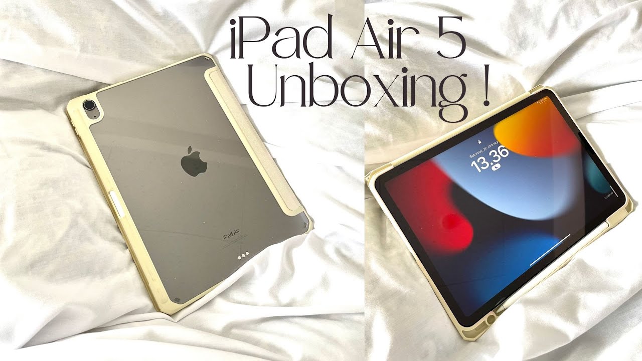Aesthetic Unboxing iPad Air 5 in Space Gray and Apple Pencil 2 + Accessories!
