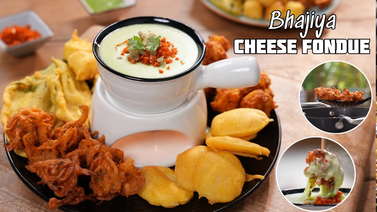 MONSOON Special Bhajiya Cheese Fondue PERFECT Fusion Snack | स्वादिष्ट भजिया चीज़ फोंड्यू घर पर बनाए
