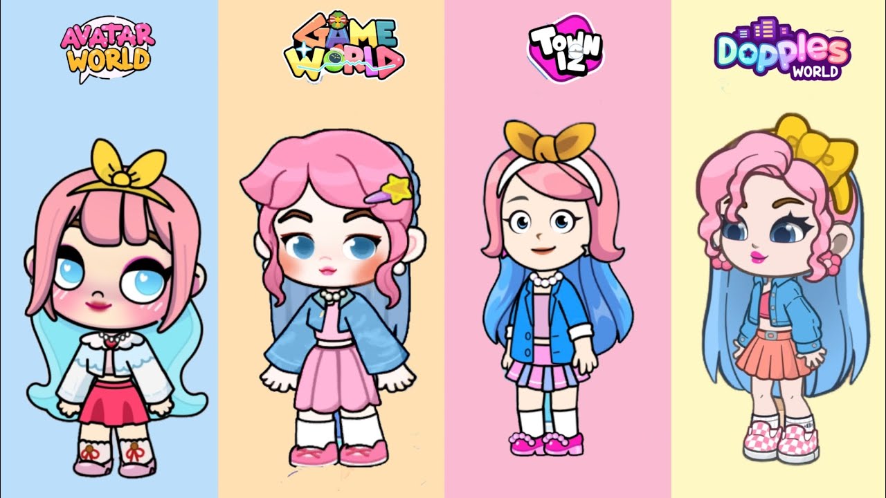 Pink🩷 Blue💙 Pony Girl Inspired Look In 4 Gameplay#pazu #avatarworld #gameworld #dopples