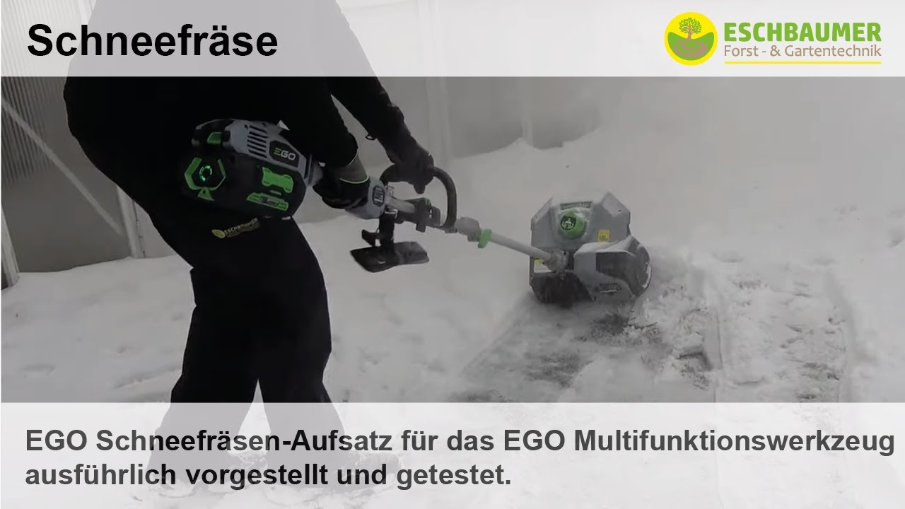 EGO Schneefräsen-Aufsatz für das EGO Multifunktionswerkzeug ausführlich vorgestellt und getestet.