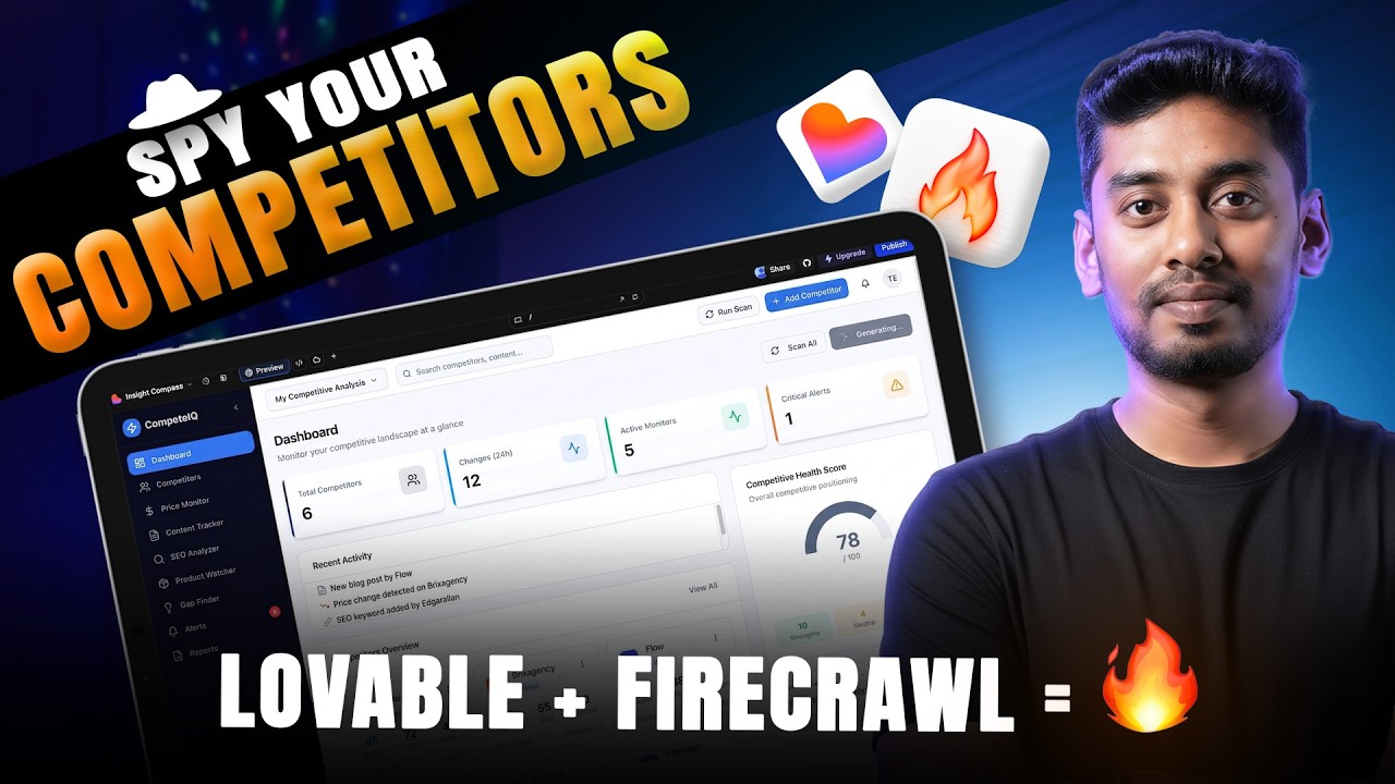Build an AI Competitor Analysis Tool with Lovable AI & Firecrawl | Full Tutorial