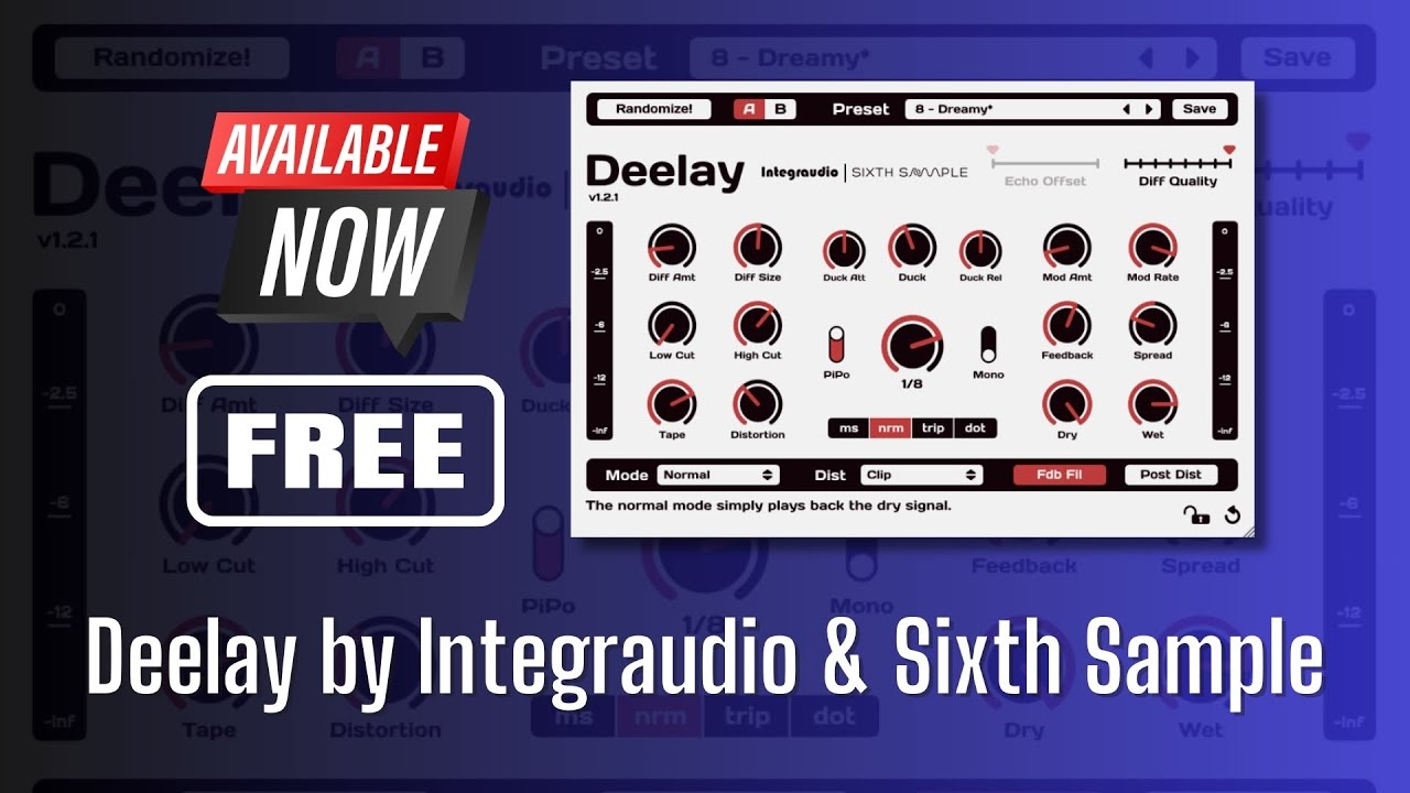 EXCELLENT FREE Plugin - Deelay by Integraudio & Sixth Sample - Sound Demo
