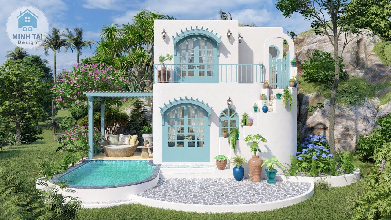 This Tiny SANTORINI House is AMAZING — 1-Bedroom Mediterranean Design with Pool! (MTD15)