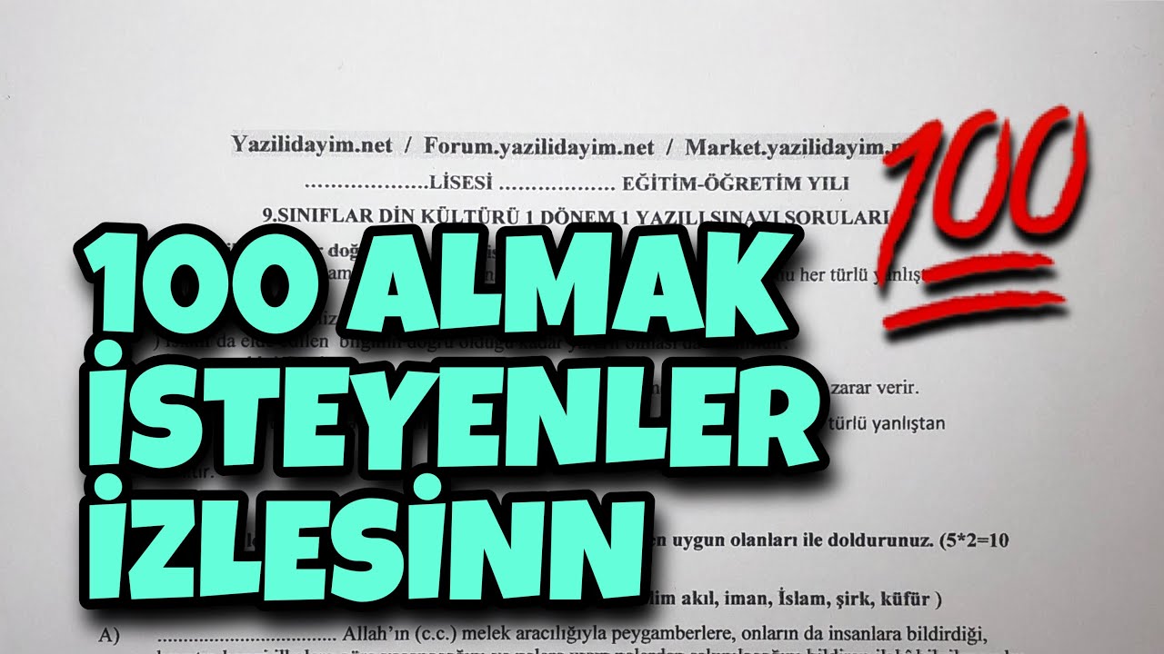 9.Sınıf Din Kültürü 1.Dönem 1.Yazılı