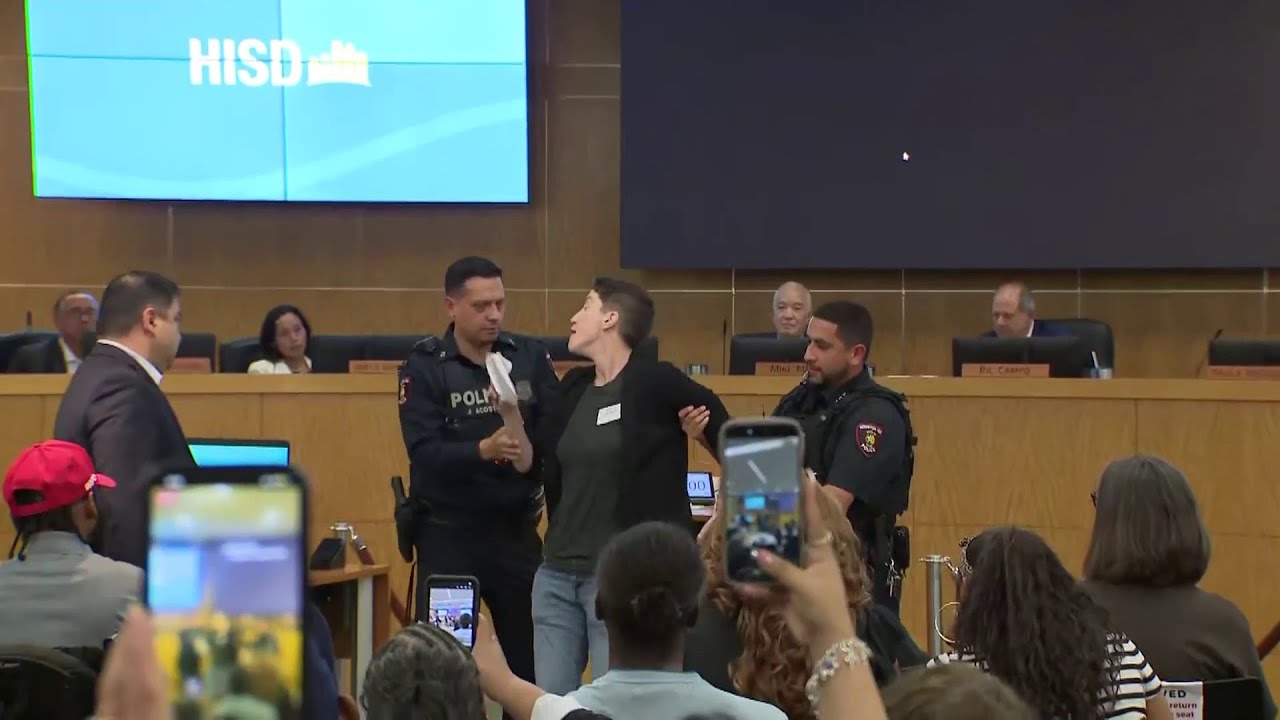 Parent escorted out of Houston ISD board meeting before vote on closing campuses