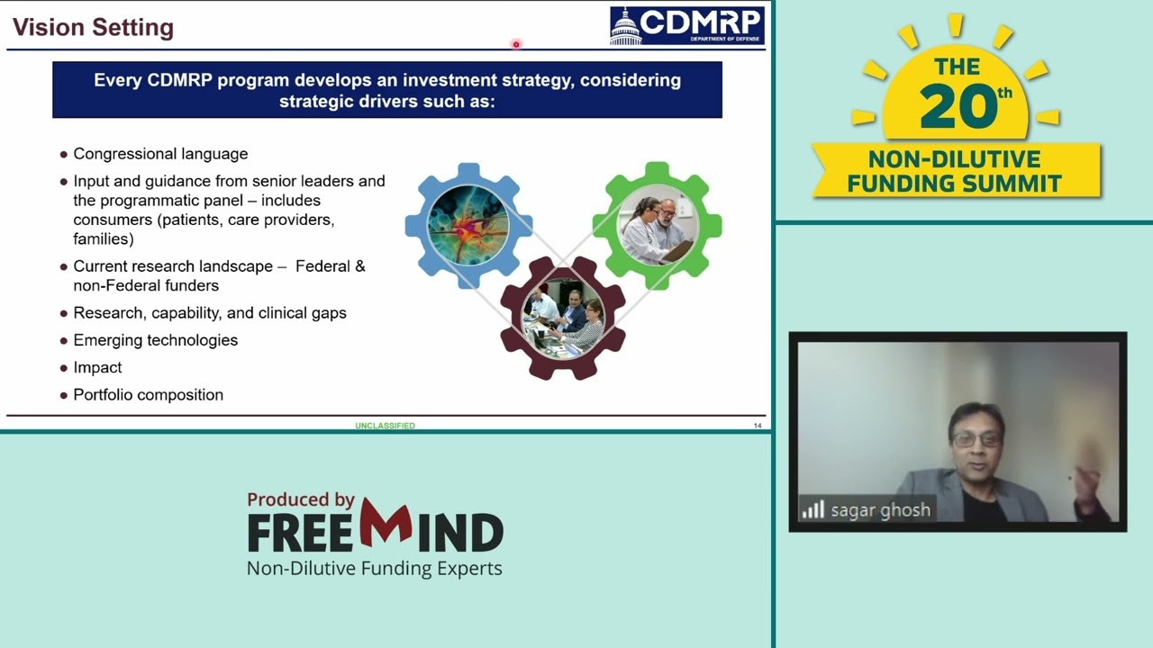 CDMRP Presentation by Dr. Sagar Ghosh & Dr. Amie Bunker, Non-Dilutive Funding Summit
