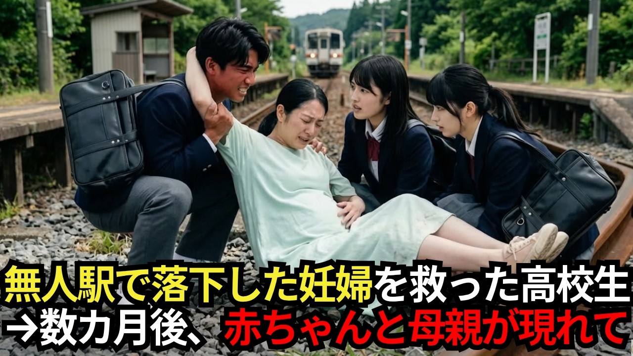 妊娠7ヶ月の女性が無人駅の階段から転落&rarr;通りかかった18歳3人が線路に飛び降りた結果【感動する話】