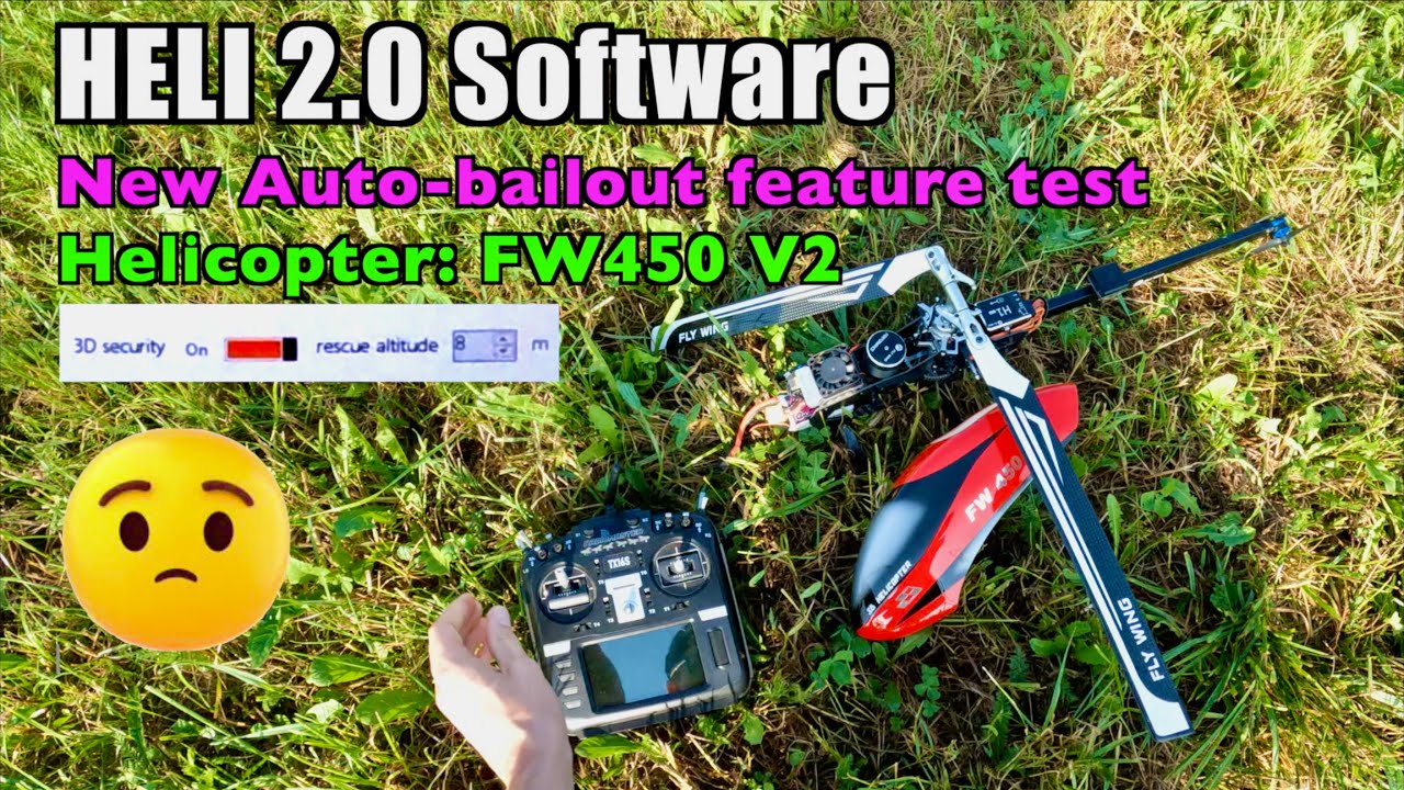 Flywing H1- New HELI 2.0 Software - 3D Rescue Test Ends In A Crash (GPS Auto-Bailout)