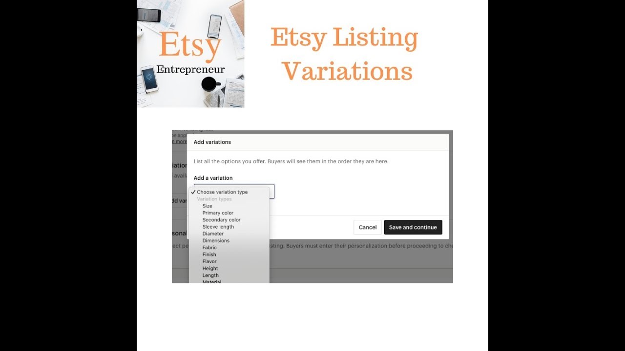 How to Set-Up Etsy Listing Variations