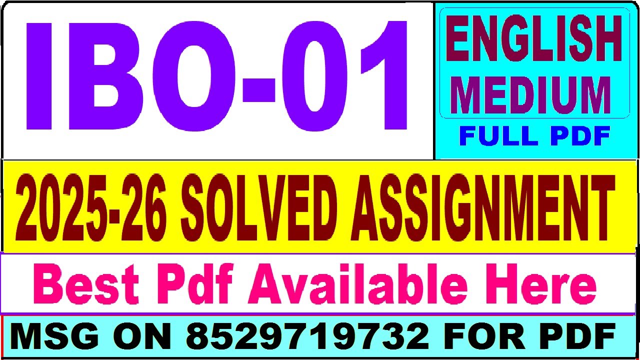 IBO 01 solved assignment 2025-26 || ibo 01 solved assignment 2026 in English || ignou ibo1
