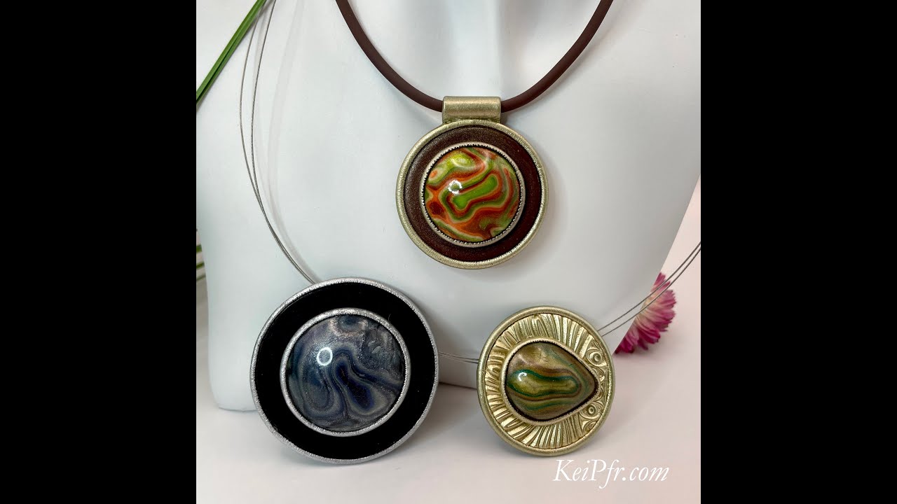 Polymer Clay Cabochon Medallions - My Easy Peasy Mokume Gane Technique with Pearl, Metallics & Micas