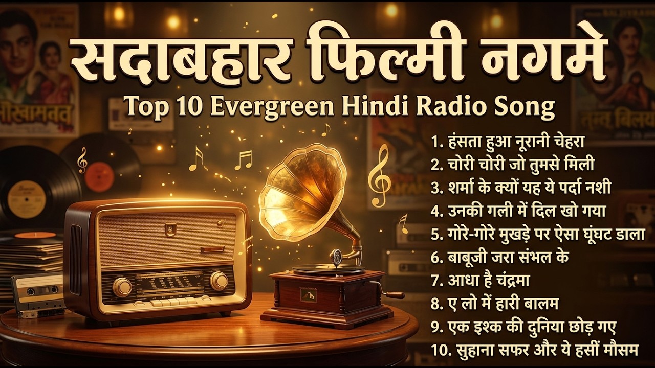 सदाबहार फिल्मी नगमे | Top 10 Evergreen Hindi Radio Song | हंसता हुआ नूरानी चेहरा | Old Is Gold Song