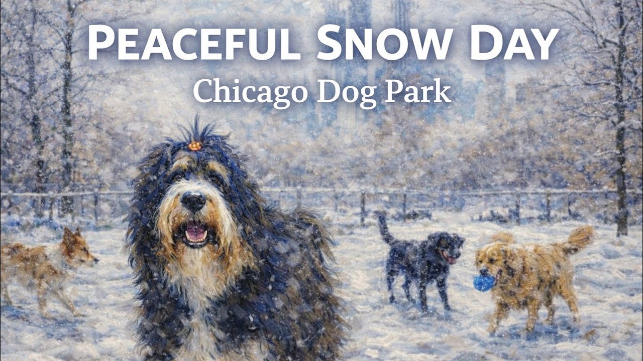 🎧 Winter Wonderland Dog Park Ambience 🐾  | 4K