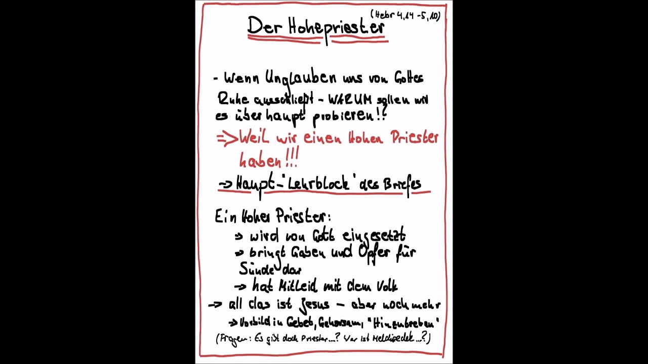 Bibelkreis am 21. Januar 2026 | Hebräer 4,14-5,10 | Der Hohe Priester