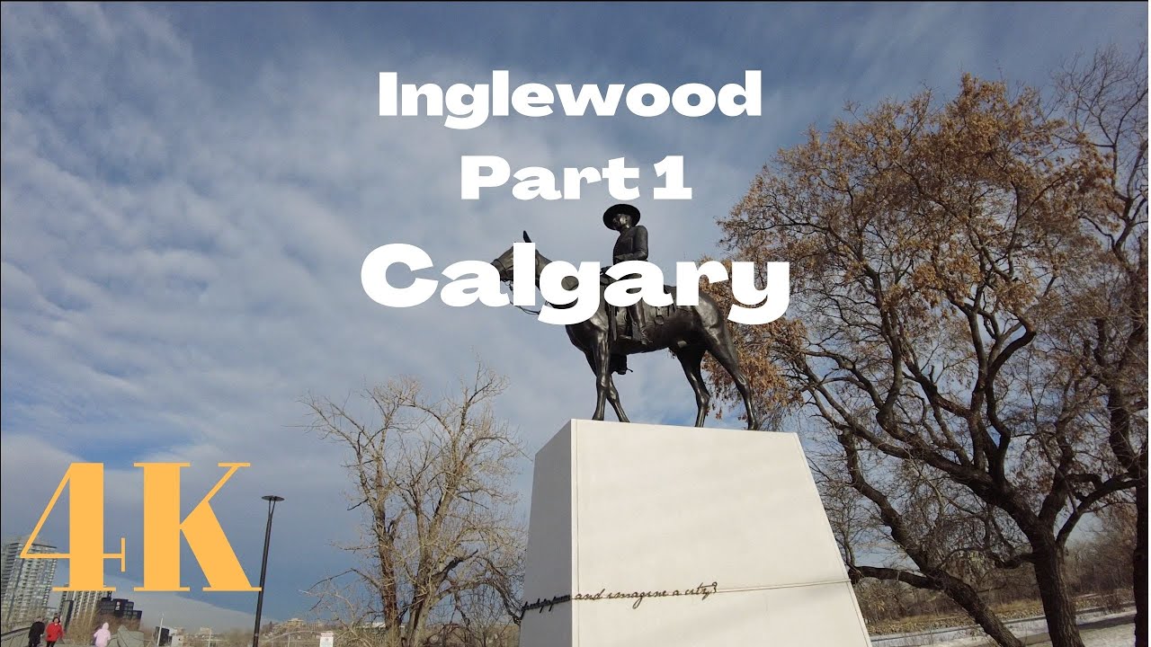 4K Walking in Inglewood neighborhood in Calgary, Canada. Historical buildings just everywhere.