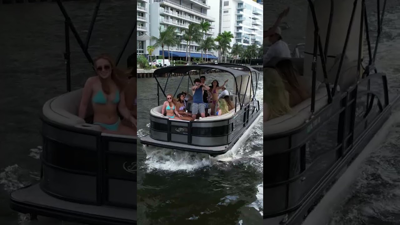 Pontoon Party Crew's Drone Love Fest on Miami River! 🚤💙🚁 | Spreading the Boatsnaps Affection