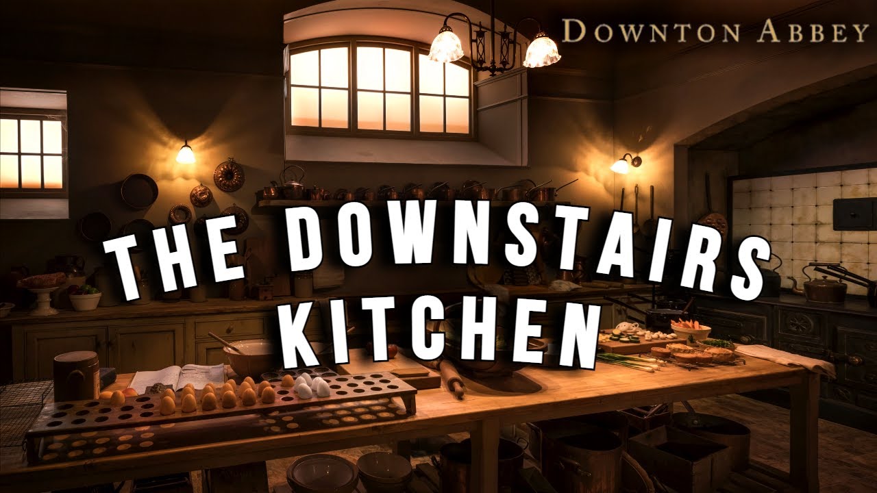The Downstairs Kitchen 🥖 Downton Abbey Ambience 🥀 |  Fireplace, cooking, birds— 1 Hour ASMR