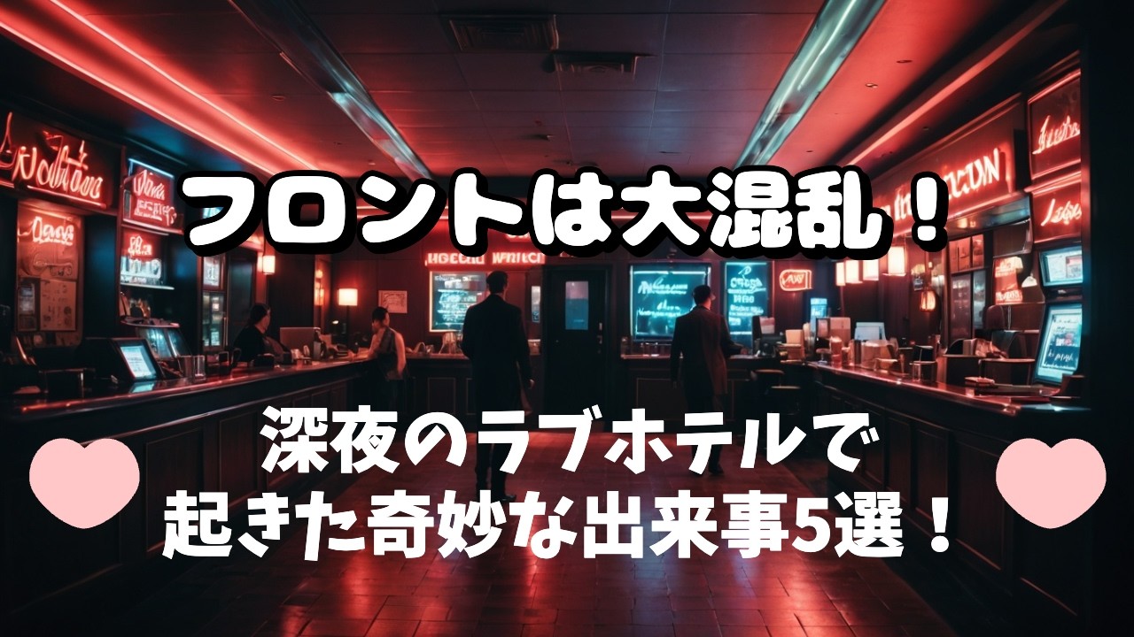 ラブホテルで働く男の独り言：フロントは大混乱！深夜のラブホテルで起きた奇妙な出来事5選！ #ラブホテル #ルームメイク  #男と女  #レジャーホテル #フロント #フィクション #小説