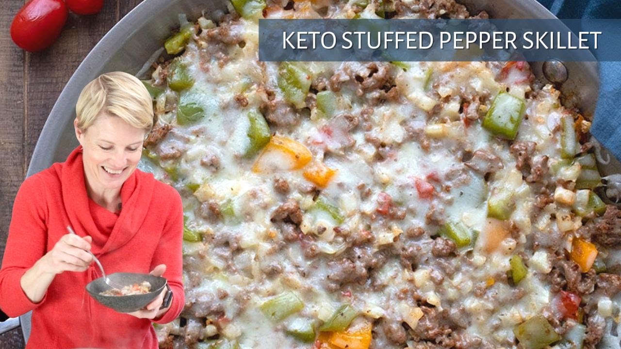 30 minute ONE PAN KETO Dinner Recipe: Stuffed Pepper Skillet!