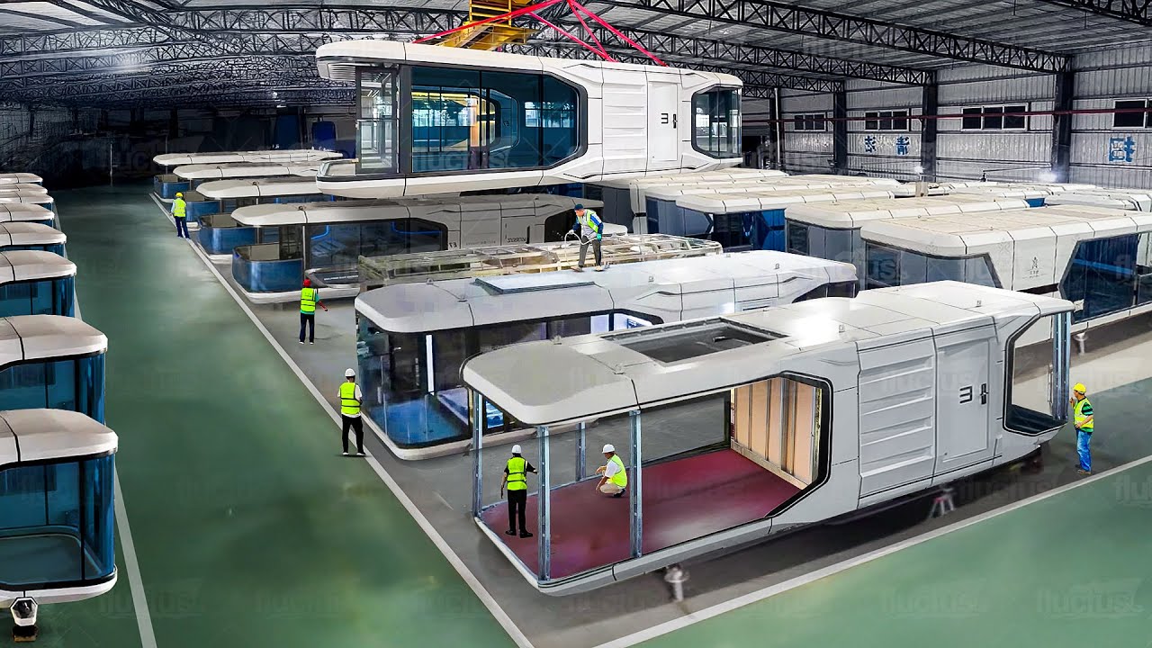 Inside Massive Chinese Factory Building 1000s of Ultra Modern Capsule Homes