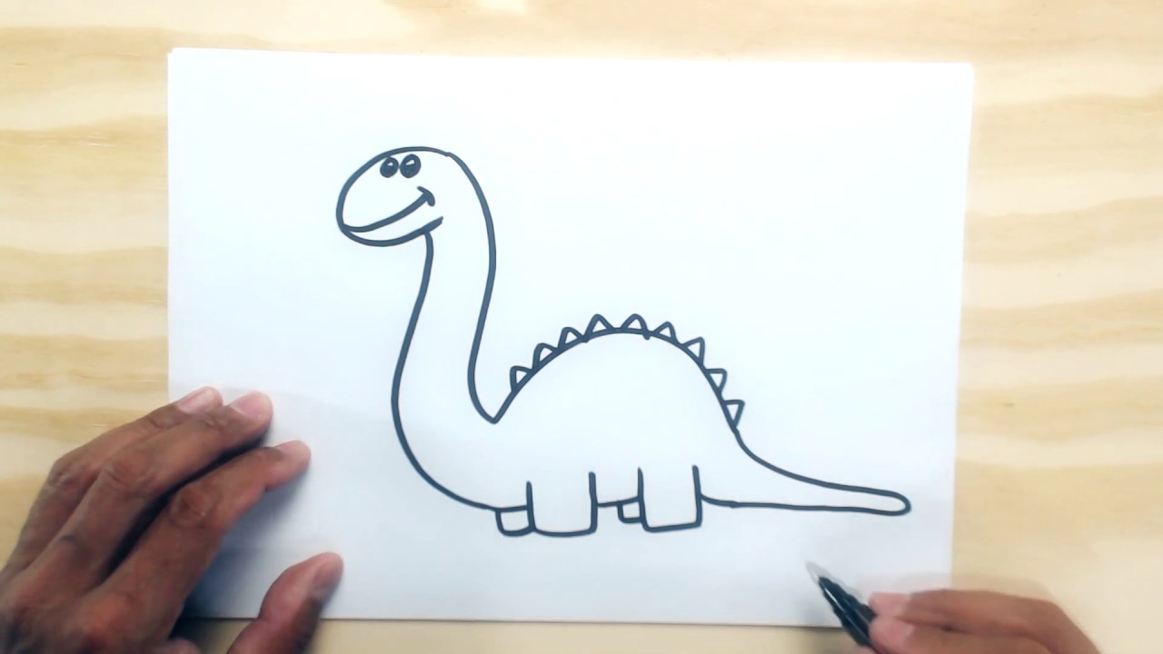COMO DESENHAR UM DINOSSAURO BEM F&Aacute;CIL - Desenhos f&aacute;ceis para crian&ccedil;as