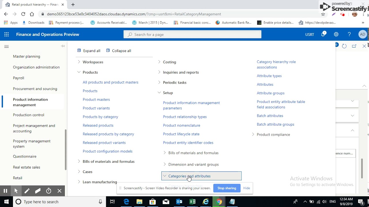 Product Retail Category D365FO and Item creation automation Process