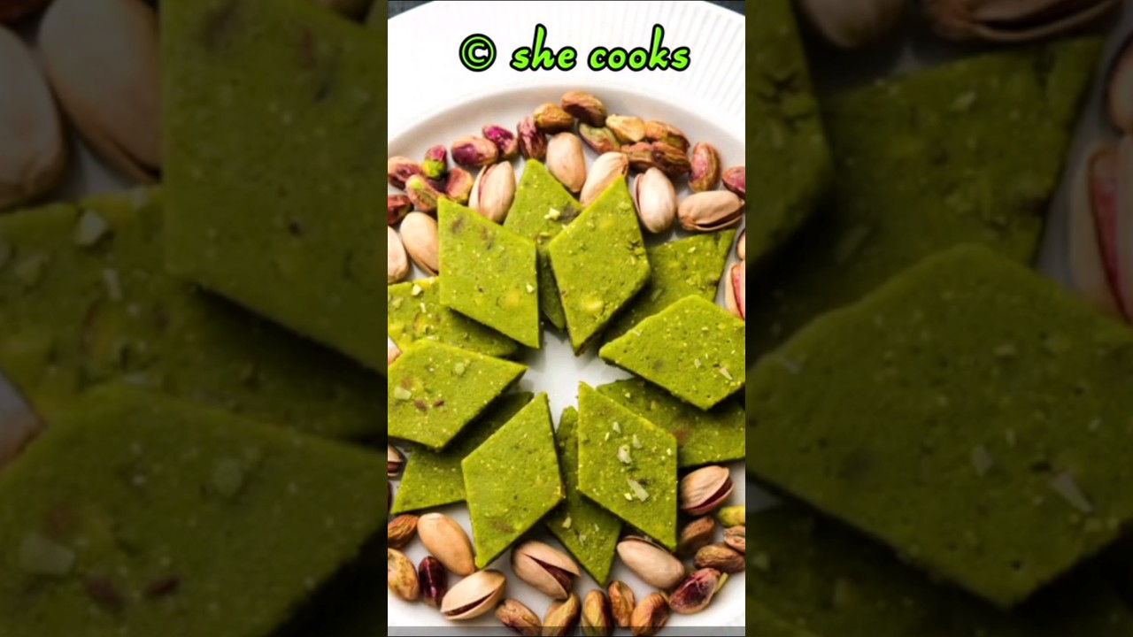 Pista Barfi Recipe |  Pista Badam Burfi 