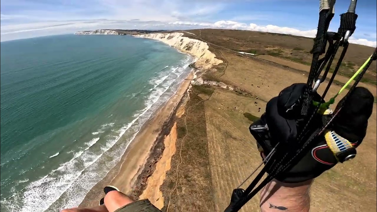 Paragliding training, Compton, Isle of Wight. Soaring and second top landing.