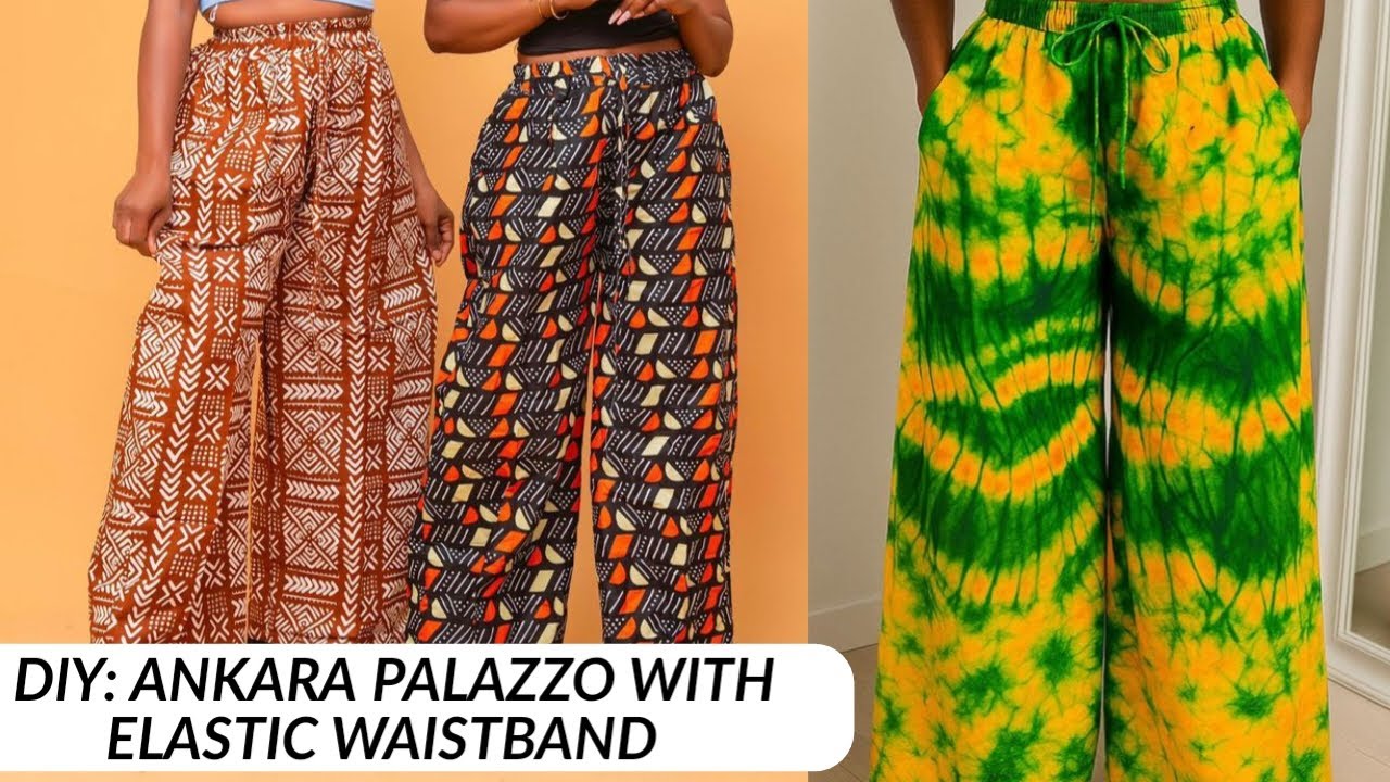 How to Cut and Sew Easy Ankara Palazzo with Elastic Waistband | Pant | Baggy | Beginner Friendly DIY