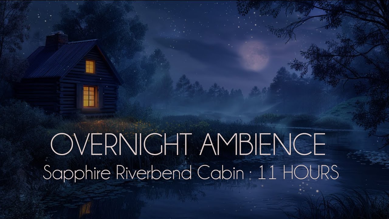 Sapphire Riverbend Cabin · 11 HOURS | Midnight Creek Night Ambience Black Screen