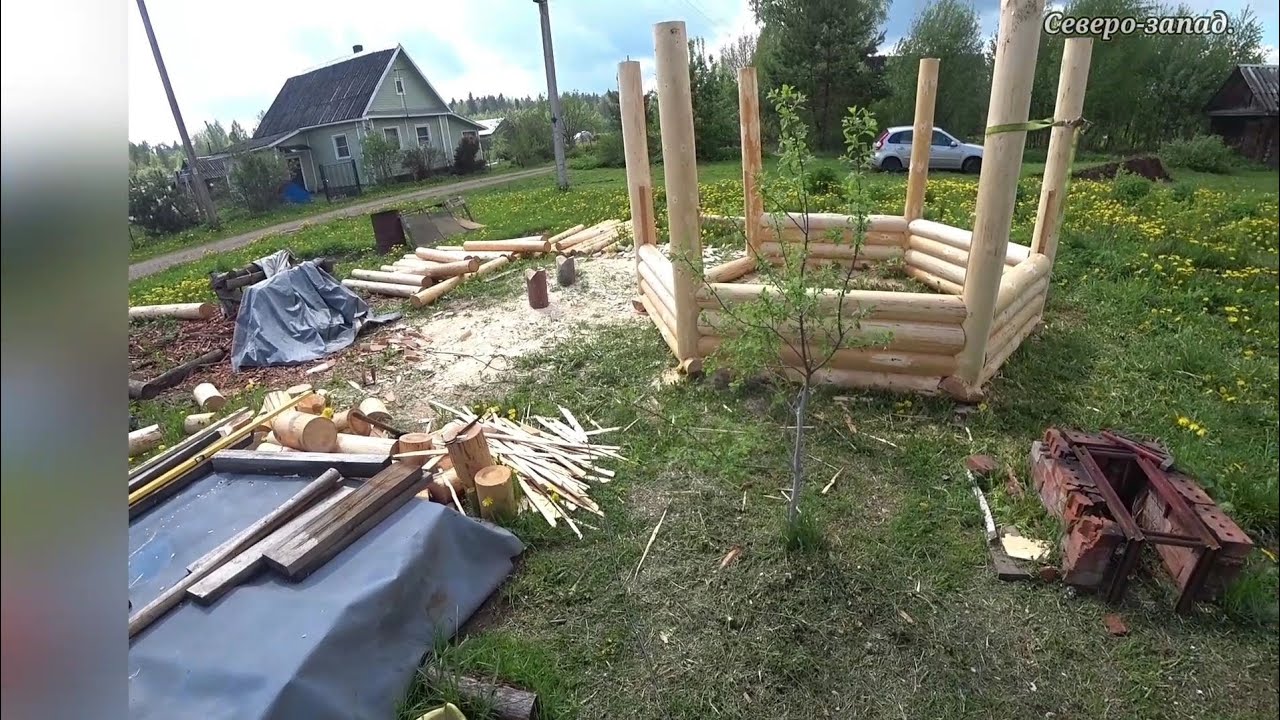 Жизнь в деревне.БЕСЕДКА С КРУГЛЯКА.Мой вариант, начало.