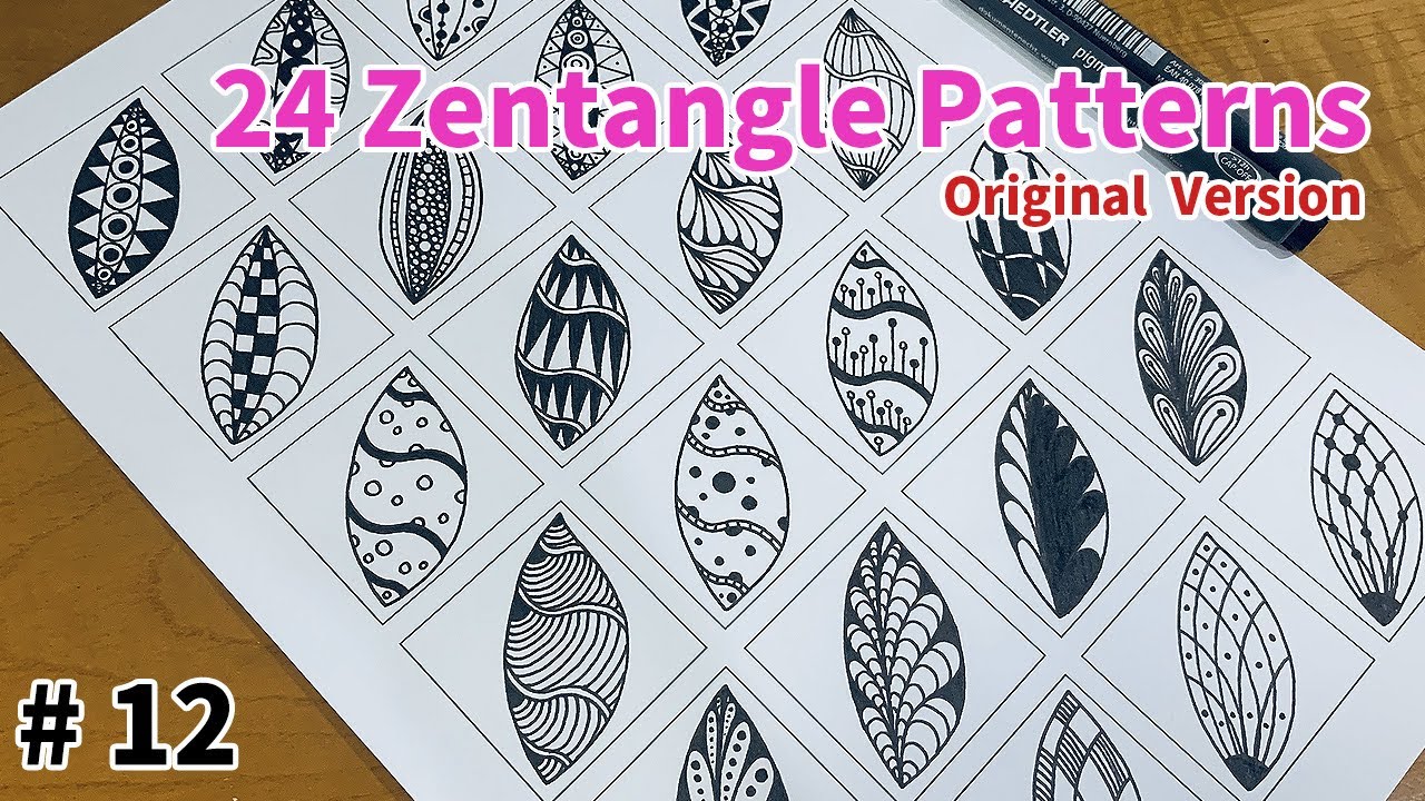 24 Zentangle Patterns Tutorial StepbyStep for Beginners #12 | 24 Doodle Patterns | Original Version