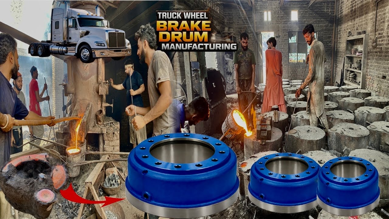 Manufacturing of a truck brakedrums // How to Produce brakedrum in local factory